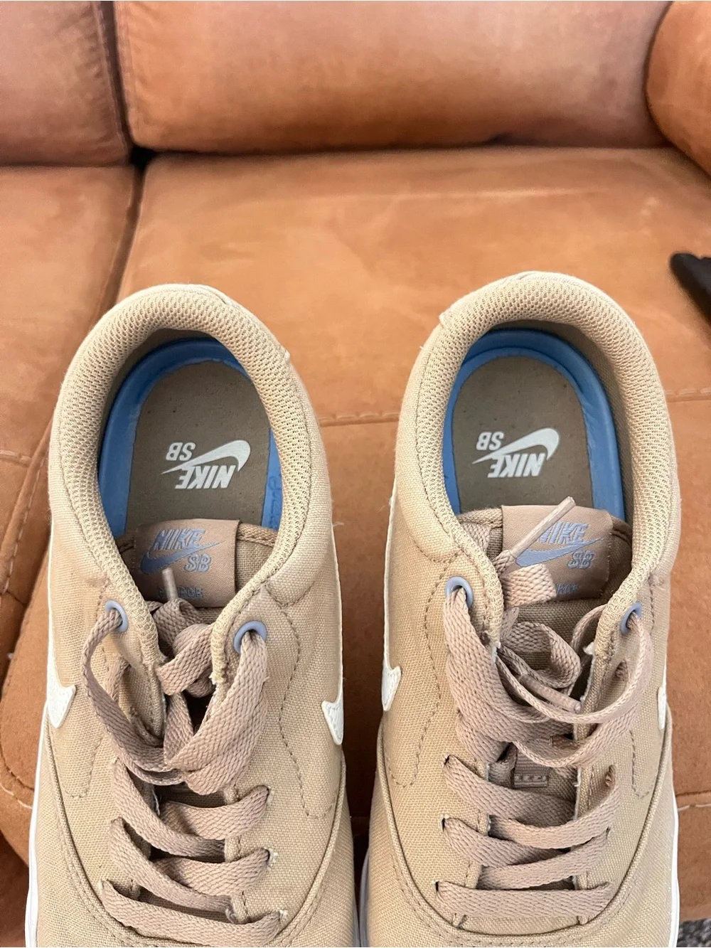 Nike Men’s SB Charge Canvas sneakers in a khaki brown colorwa